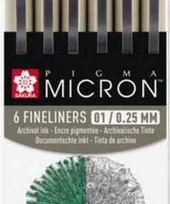Kopen βοΈ Sakura Pigma Micron 6 Kleuren Fineliners - 01 - 0,25mm π§¨