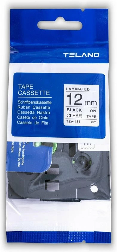 Groothandel โญ TELANO® 25 Stuks Brother Compatible Label Tape TZe-131 - Zwart Op Transparant - 12 Mm X 8 M - TZe131 ๐ 4 Groothandel โญ TELANO® 25 Stuks Brother Compatible Label Tape TZe-131 - Zwart Op Transparant - 12 Mm X 8 M - TZe131 ๐ - Afbeelding 2