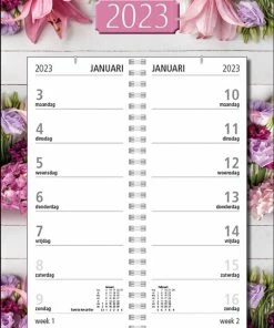 Kopen ⌛ MGPcards - Omleg-weekkalender 2023 - Week Begint Op Maandag - Bloemen - Roze ⭐