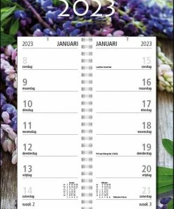 Gloednieuw ๐ฏ MGPcards - Omleg-weekkalender 2023 - Week Begint Op Zondag - Bloemen - Paars ๐ฅ