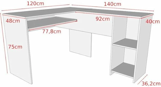 Hete verkoop ⭐ AZ-Home Meubels Hoekbureau Simple - Donkergrijs - Bureau - 140x48x75 Cm 😍 6 Hete verkoop ⭐ AZ-Home Meubels Hoekbureau Simple - Donkergrijs - Bureau - 140x48x75 Cm 😍 - Afbeelding 4