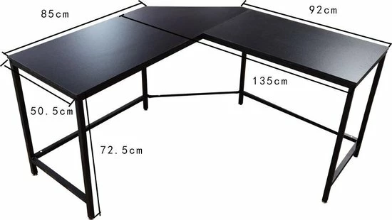 Nieuw 😍 VDD Industrial Vintage Design Hoekbureau Stoer - L-vormige Computertafel - Industrieel Zwart 🌟 4 Nieuw 😍 VDD Industrial Vintage Design Hoekbureau Stoer - L-vormige Computertafel - Industrieel Zwart 🌟 - Afbeelding 2