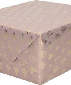 Flash-uitverkoop ๐ Bellatio Decorations 3x Rollen Kerst Inpakpapier/cadeaupapier Roze/gouden Bomen 2,5 X 0,7 Cm - Luxe Papier Kwaliteit Kerstpapier - Kerstmis ๐ฅ