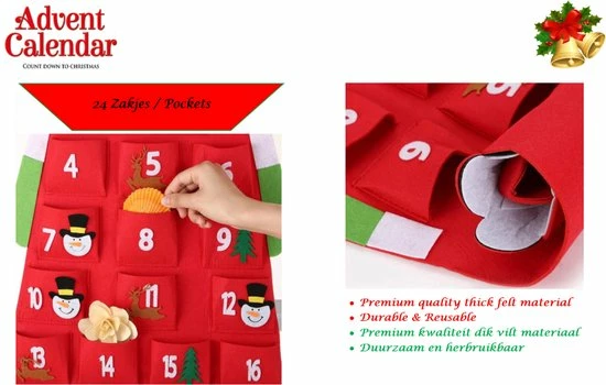 Kopen 🤩 Bob Online Adventskalender 2022 – Kerstvilt Kerstman Adventskalender – Wandhangende Kerstman Vilt Adventskalender Met 24-daagse Zakjes – Adventskalender Decoratie – Thuis Of Kantoor Wandhangende Advetskalender – Felt Hanging Advent Calendar With 24 Pockets – Ha 💯 6 Kopen 🤩 Bob Online Adventskalender 2022 – Kerstvilt Kerstman Adventskalender – Wandhangende Kerstman Vilt Adventskalender Met 24-daagse Zakjes – Adventskalender Decoratie – Thuis Of Kantoor Wandhangende Advetskalender – Felt Hanging Advent Calendar With 24 Pockets – Ha 💯 - Afbeelding 4