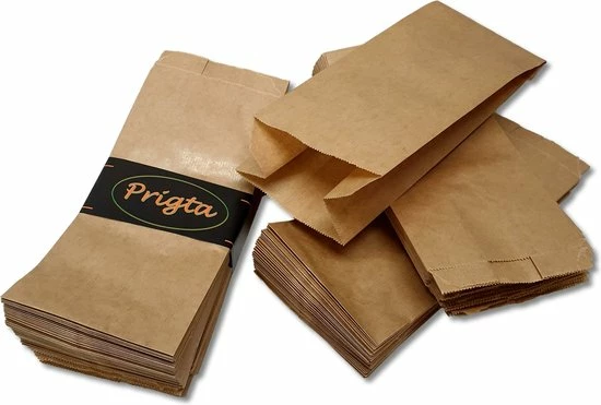 Beste deal 🌟 Prigta - Papieren Zakjes - Met Zijvouw - 1 Pond - 50 Stuks - Bruin - 13x8x26cm / Fruitzakken 🤩 3 Beste deal 🌟 Prigta - Papieren Zakjes - Met Zijvouw - 1 Pond - 50 Stuks - Bruin - 13x8x26cm / Fruitzakken 🤩
