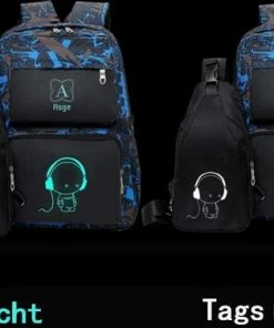 Alternative view of Beste deal 🌟 Rugzak Voor Jongens Met Kleine Tasje - Zwart Met Print - Voor Lapotop - Middelbare School Schooltas 😀