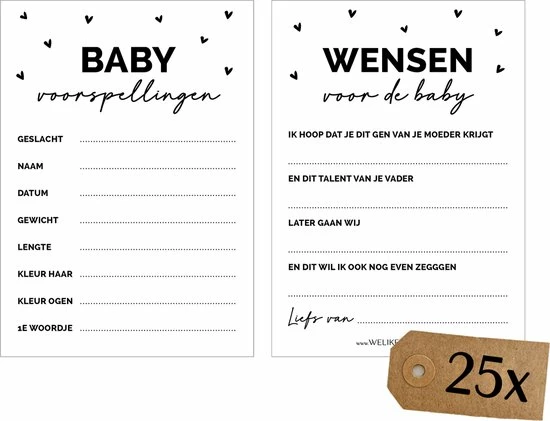 Promo ๐ Weliketolove 25x Hippe Babyshower Invulkaarten (A6 Formaat) - Babyshower Cadeau - Jongen - Meisje - Neutraal - Zwart En Wit - Wenskaarten - Babyshower Invulkaarten Meisje - Babyshower Invulkaarten Jongen โค๏ธ 3 Promo ๐ Weliketolove 25x Hippe Babyshower Invulkaarten (A6 Formaat) - Babyshower Cadeau - Jongen - Meisje - Neutraal - Zwart En Wit - Wenskaarten - Babyshower Invulkaarten Meisje - Babyshower Invulkaarten Jongen โค๏ธ