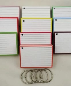 Uitgang 🤩 Leitner Flashcards - A7 Pakket Kleur 500 Stuks + Perforatie En 5 Ringen - 10 Pakjes In 10 Kleuren - 100% FSC Karton & 100% Gemaakt In NL 🤩