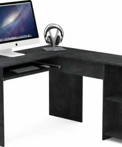 Hete verkoop ⭐ AZ-Home Meubels Hoekbureau Simple - Donkergrijs - Bureau - 140x48x75 Cm 😍