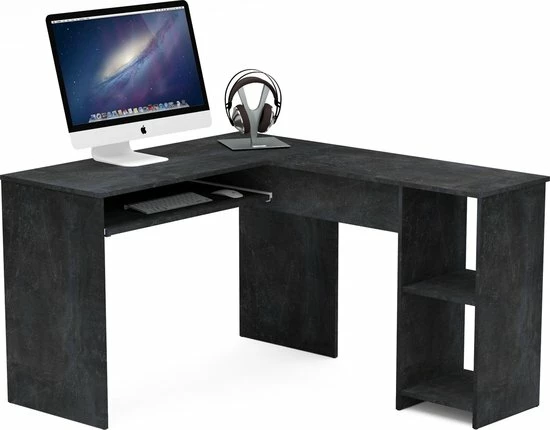 Hete verkoop ⭐ AZ-Home Meubels Hoekbureau Simple - Donkergrijs - Bureau - 140x48x75 Cm 😍 3 Hete verkoop ⭐ AZ-Home Meubels Hoekbureau Simple - Donkergrijs - Bureau - 140x48x75 Cm 😍