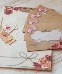Coupon ⌛ Briefpapier Roosjes - 12 Vellen A4 Formaat - 6 Enveloppen Met Sluitstickers - Meer Leuks - Postpapier Rozen 💯