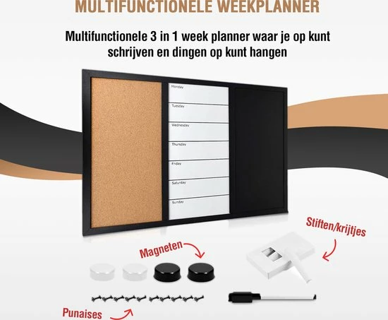 Coupon ๐ HMerch 3-in-1 Weekplanner Magneetbord En Prikbord - Whiteboard En Krijtbord Voor Gezin / Familie - Familieplanner 2023 - To Do Planner Memobord - Maandplanner - Voor Volwassenen En Kinderen ๐งจ 8 Coupon ๐ HMerch 3-in-1 Weekplanner Magneetbord En Prikbord - Whiteboard En Krijtbord Voor Gezin / Familie - Familieplanner 2023 - To Do Planner Memobord - Maandplanner - Voor Volwassenen En Kinderen ๐งจ - Afbeelding 6