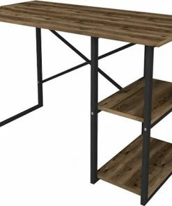 Nieuw 🎁 Desquality Desq-Bureau Tafel - Laptop Tafel - Industrieel - MDF/Metaal - Bruin/Zwart - 120x75X60 😍