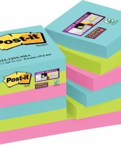 A-journal shop 7 Nieuw ๐ Post-it® Super Sticky Notes - Kleurenset Miami, Aquawave, Neon Groen, Neon Rose - 47,6mm X 47,6mm ๐