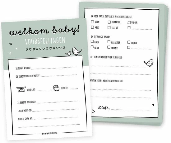 Beste Pirce ๐ Babyshower Invulkaarten Groen | 15 Stuks | Baby Voorspellingskaarten | Jongen En Meisje | Thuismusje ๐ 7 Beste Pirce ๐ Babyshower Invulkaarten Groen | 15 Stuks | Baby Voorspellingskaarten | Jongen En Meisje | Thuismusje ๐ - Afbeelding 5