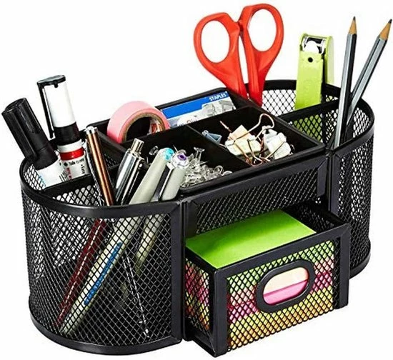 Begroting 🎁 Buxibo Pennenbak Met 9 Vakken - Pennenhouder/Desk/Bureau/Organizer - Mesh - Pennenbakje Met Lade - Zwart 🎁 5 Begroting 🎁 Buxibo Pennenbak Met 9 Vakken - Pennenhouder/Desk/Bureau/Organizer - Mesh - Pennenbakje Met Lade - Zwart 🎁 - Afbeelding 3