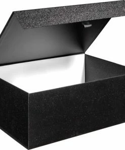 Alternative view of Groothandel 🎁 Merkloos Luxe Geschenkdoos ZWART GLITTER, Kerstdoos, Kerstverpakking, Verjaardag, Cadeaudoos Formaat 40x30x15cm (1 Stuk) 🔔