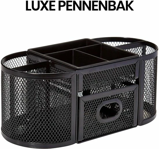 Begroting 🎁 Buxibo Pennenbak Met 9 Vakken - Pennenhouder/Desk/Bureau/Organizer - Mesh - Pennenbakje Met Lade - Zwart 🎁 7 Begroting 🎁 Buxibo Pennenbak Met 9 Vakken - Pennenhouder/Desk/Bureau/Organizer - Mesh - Pennenbakje Met Lade - Zwart 🎁 - Afbeelding 5