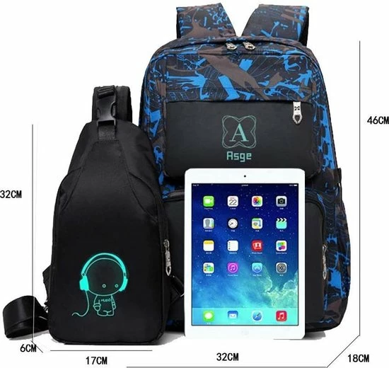 Beste deal ๐ Rugzak Voor Jongens Met Kleine Tasje - Zwart Met Print - Voor Lapotop - Middelbare School Schooltas ๐ 8 Beste deal ๐ Rugzak Voor Jongens Met Kleine Tasje - Zwart Met Print - Voor Lapotop - Middelbare School Schooltas ๐ - Afbeelding 6