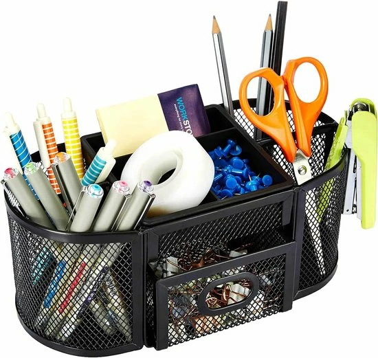Begroting 🎁 Buxibo Pennenbak Met 9 Vakken - Pennenhouder/Desk/Bureau/Organizer - Mesh - Pennenbakje Met Lade - Zwart 🎁 6 Begroting 🎁 Buxibo Pennenbak Met 9 Vakken - Pennenhouder/Desk/Bureau/Organizer - Mesh - Pennenbakje Met Lade - Zwart 🎁 - Afbeelding 4