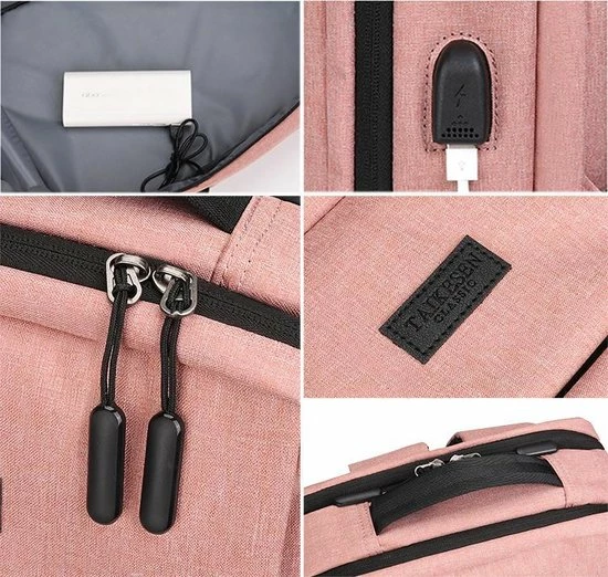 Korting โค๏ธ ZILOU® Rugzak - 15,6 Inch Laptop Rugtas - USB Poort - Waterafstotend - Roze ๐ 5 Korting โค๏ธ ZILOU® Rugzak - 15,6 Inch Laptop Rugtas - USB Poort - Waterafstotend - Roze ๐ - Afbeelding 3