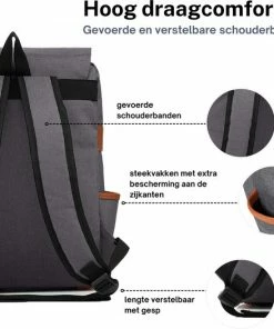 Alternative view of Uitgang 🔔 ZILOU® Rugtas - Rugzak - 20-35 Liter - 16" Laptopvak - School - Werk - Reizen - Grijs 🤩