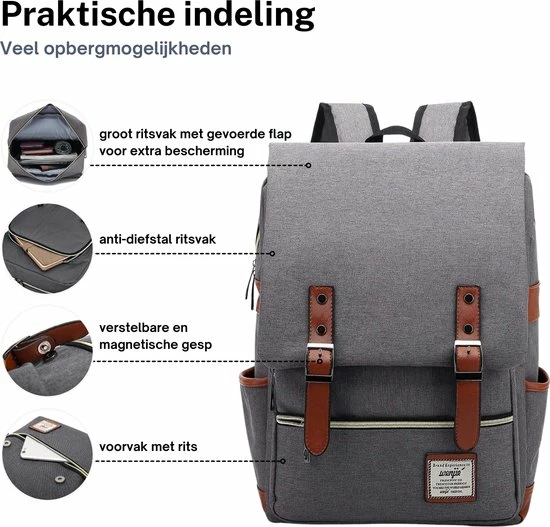 Uitgang ๐ ZILOU® Rugtas - Rugzak - 20-35 Liter - 16" Laptopvak - School - Werk - Reizen - Grijs ๐คฉ 6 Uitgang ๐ ZILOU® Rugtas - Rugzak - 20-35 Liter - 16" Laptopvak - School - Werk - Reizen - Grijs ๐คฉ - Afbeelding 4