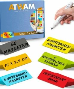 Aanbiedingen ๐งจ ATWAM Scrum Magneten - 60 Stuks - Voor Whiteboard, Magneetbord, Memobord Of Magnetisch Tekenbord – Herschrijfbare Magneten Op Koelkast - Post It Notes – Kanban - 15 Cm Breed X 2,5 Cm Lang - 6 Kleuren ๐