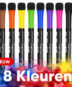 Beste Verkoop ๐งจ Bablue Whiteboard Stiften - Whiteboard Marker - 8 Stuks - Verschillende Kleuren - Magnetische Markers Set - Stift Magnetisch En Gekleurd - Stiften Kinderen - Stiften Voor Volwassenen - Met Wisser โ