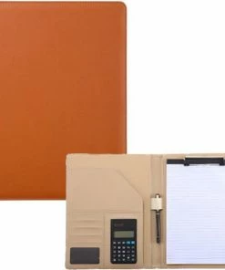 Beste Pirce 🥰 Flokoo Conferentiemap - Bruin - Luxe Schrijfmap Opbergmap A4 - Inclusief Notitieblok, Penhouder & Pasjeshouder 😀