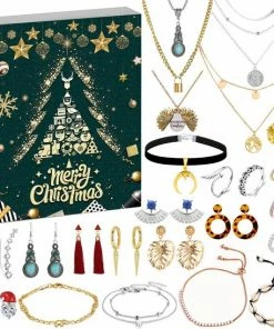 Coupon โ Merkloos Adventskalender 2021 - Kerstkalender - Luxe Aftelkalender - Sieraden - Kerstmis - Dames - Oorbellen - Kettingen - 24 Dagen Kalender ๐