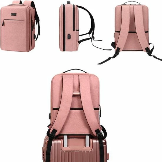 Korting โค๏ธ ZILOU® Rugzak - 15,6 Inch Laptop Rugtas - USB Poort - Waterafstotend - Roze ๐ 6 Korting โค๏ธ ZILOU® Rugzak - 15,6 Inch Laptop Rugtas - USB Poort - Waterafstotend - Roze ๐ - Afbeelding 4