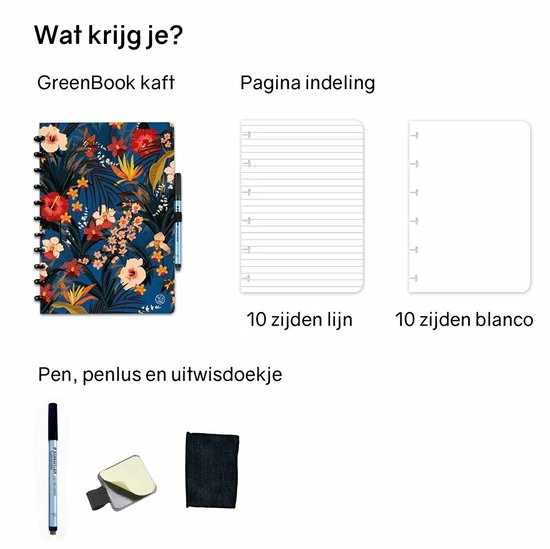 Uitgang ❤️ Greenstory - GreenBook Uitwisbaar Notitieboek - Lijn & Blanco - A4 - Blooming Blue 👍 8 Uitgang ❤️ Greenstory - GreenBook Uitwisbaar Notitieboek - Lijn & Blanco - A4 - Blooming Blue 👍 - Afbeelding 6