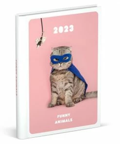 Hete verkoop 😀 Grappige Dieren Agenda 2023 - Lannoo - Verborgen Ringband - 1 Week Per 2 Pagina's - 11 X 15 Cm - Kat 🎉