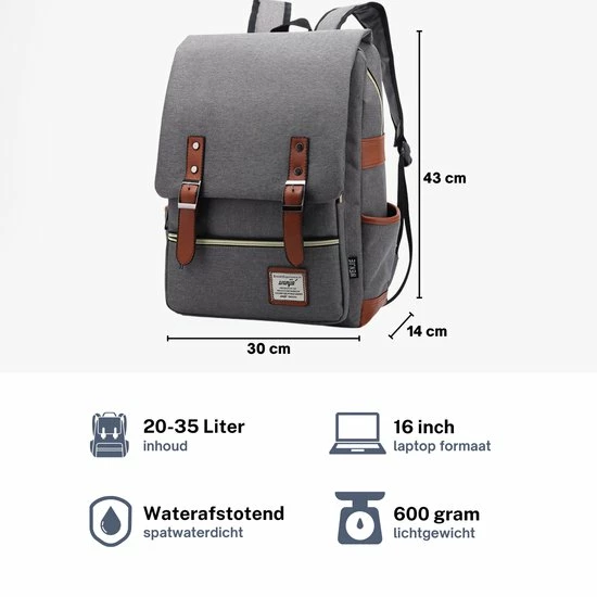 Uitgang ๐ ZILOU® Rugtas - Rugzak - 20-35 Liter - 16" Laptopvak - School - Werk - Reizen - Grijs ๐คฉ 9 Uitgang ๐ ZILOU® Rugtas - Rugzak - 20-35 Liter - 16" Laptopvak - School - Werk - Reizen - Grijs ๐คฉ - Afbeelding 7