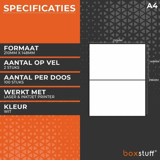 Goedkoopste 🥰 Boxstuff A4 Stickervellen - Verzend Etiketten Stickers - Geschikt Inktjet En Laser Printers - 2 Per Vel - 210x148MM ⌛ 4 Goedkoopste 🥰 Boxstuff A4 Stickervellen - Verzend Etiketten Stickers - Geschikt Inktjet En Laser Printers - 2 Per Vel - 210x148MM ⌛ - Afbeelding 2
