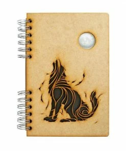 Flash-uitverkoop โค๏ธ KOMONI - Duurzaam Houten Schetsboek - Gerecycled Papier - Navulbaar - A5 - Blanco - Zwarte Wolf โจ