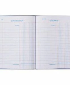 Alternative view of Promo 🎁 Merkloos Kasboek 165x210mm 96blz 2 Kolommen Blauw 😉