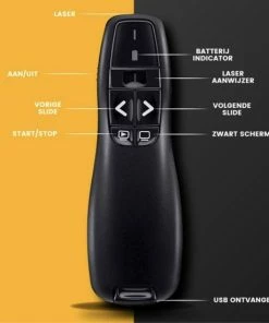 Alternative view of Kopen 😉 Exclusive By TW Draadloze Presenter - Presentatie Klikker - Wireless Presenter - Powerpoint Afstandsbediening - Laser Pointer - Draadloos - USB - Zwart 🎁