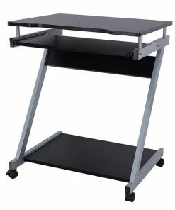 Alternative view of Coupon 😉 Hoppa! Computertafel Bureau Op Wielen - Verrijdbaar Computerbureau - Geschikt Voor PC / Apple Macbook IMac / Laptop Computer Bureau Meubel - Computermeubel Tafel - Zwart - 60x73x48 💯