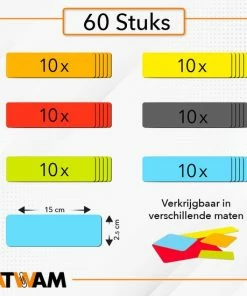 Alternative view of Aanbiedingen 🧨 ATWAM Scrum Magneten - 60 Stuks - Voor Whiteboard, Magneetbord, Memobord Of Magnetisch Tekenbord – Herschrijfbare Magneten Op Koelkast - Post It Notes – Kanban - 15 Cm Breed X 2,5 Cm Lang - 6 Kleuren 👏