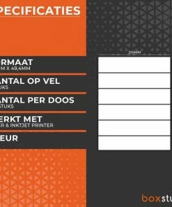 Alternative view of Coupon 😍 Boxstuff A4 Stickervellen - Ordner Etiketten Stickers - Geschikt Inktjet En Laser Printers - 6 Per Vel - 210x49,4MM 🎁