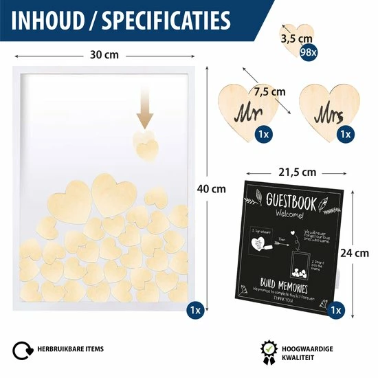 Beste deal โค๏ธ Fissaly® Bruiloft & Huwelijk Gastenboek Met 100 Stuks Houten Hartjes – Trouwdag Feest Decoratie – Receptieboek - Cadeau ๐ 4 Beste deal โค๏ธ Fissaly® Bruiloft & Huwelijk Gastenboek Met 100 Stuks Houten Hartjes – Trouwdag Feest Decoratie – Receptieboek - Cadeau ๐ - Afbeelding 2