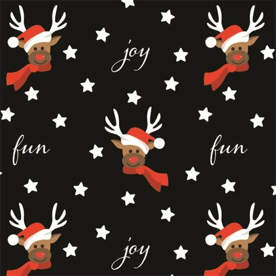 Promo ❤️ Bellatio Decorations Kerst Inpakpapier/cadeaupapier - Zwart/rendieren - 250 X 70 Cm ✔️ 5 Promo ❤️ Bellatio Decorations Kerst Inpakpapier/cadeaupapier - Zwart/rendieren - 250 X 70 Cm ✔️ - Afbeelding 3