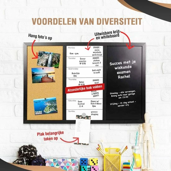 Coupon ๐ HMerch 3-in-1 Weekplanner Magneetbord En Prikbord - Whiteboard En Krijtbord Voor Gezin / Familie - Familieplanner 2023 - To Do Planner Memobord - Maandplanner - Voor Volwassenen En Kinderen ๐งจ 6 Coupon ๐ HMerch 3-in-1 Weekplanner Magneetbord En Prikbord - Whiteboard En Krijtbord Voor Gezin / Familie - Familieplanner 2023 - To Do Planner Memobord - Maandplanner - Voor Volwassenen En Kinderen ๐งจ - Afbeelding 4