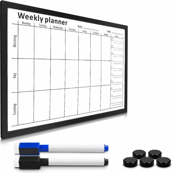 Kopen 🎉 Merkloos Weekly Planner - Weekplanner - Whiteboard - 60 X 40 Cm - Met 2 Stiften En 5 Magneten 👍 3 Kopen 🎉 Merkloos Weekly Planner - Weekplanner - Whiteboard - 60 X 40 Cm - Met 2 Stiften En 5 Magneten 👍