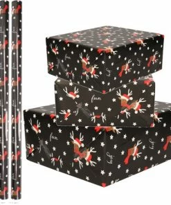 Alternative view of Promo ❤️ Bellatio Decorations Kerst Inpakpapier/cadeaupapier - Zwart/rendieren - 250 X 70 Cm ✔️