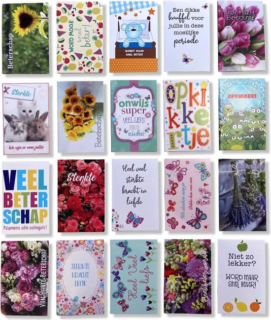 Aanbiedingen ๐ Cards & Crafts 20 Luxe Wenskaarten Beterschap Sterkte - 17x12cm - Gevouwen Kaarten Met Enveloppen ๐ 3 Aanbiedingen ๐ Cards & Crafts 20 Luxe Wenskaarten Beterschap Sterkte - 17x12cm - Gevouwen Kaarten Met Enveloppen ๐