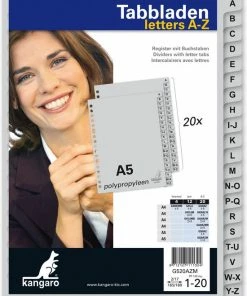 Gloednieuw ⌛ Kangaro Tabbladen - A5 - PP 120 Micron - Grijs - 17-gaats - 20-delig Letters A-Z - G520AZM 🔥 -A-journal shop 550x692 5