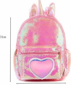 Alternative view of Aanbiedingen 🌟 Het Betere Merk Schooltas - Rugzak Meisje - Rugzak Jongens - Eenhoorn Rugtas - Unicorn Rugzak - 34 X 24 X 12 Cm - Pailletten - Sequin - Roze - Pailletten - Glitter Tas 👏